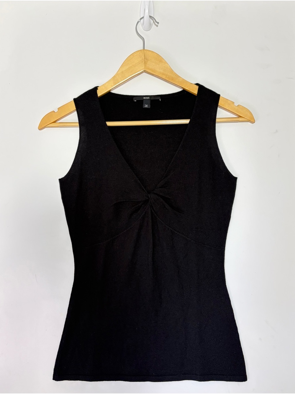 BOSS Hugo Boss Silk Cashmere Twist Front Tank Black Sleeveless XS
